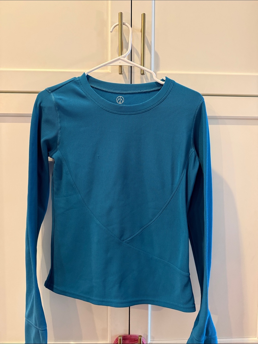 Move Theology Women's Teal Long-Sleeve Crew Tee large